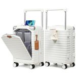 Joyway Carry On Luggage, Expandable Suitcase with Smart Luggage Cup Holder and USB Port, White, Carry-on-20inch, Carry on Luggage With Front Pocket