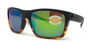 Costa Del Mar Costa Del Mar SLT181OGMP Slack Tide Green Mirror 580P Matte Black/Tortoise Frame Slack Tide, Matte Black/Tortoise Frame, Green Mirror 580P, Large