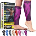 Calf Compression Sleeve for Women and Men, Shin Splint Compression Sleeves for Varicose Veins, Nursing, Pregnancy, Running, Footless Compression Socks Support for Calf Muscle Pain Relief Purple XXL