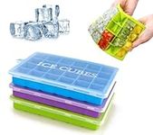 FANXIYA 3 Pack Silicone Ice Cube Trays with Lid, Reusable Clear Ice Maker for Freezer, Small Square Water Moulds for Baby Food& Drinks