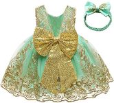 CMMCHAAH 0-6 Years Baby Girls Pageant Lace Embroidery Dresses Toddler Formal Dress with Headwear, Green02, 3-4 Years