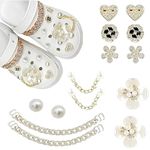 Gopinath Autolink 14PCS Flower Pearl Diamond & Shoe Chains Shoe Decor Shoe Decoration Charm Clogs Sandals Crocs Sandals for Girls Women