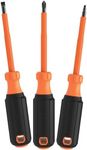 Klein Tools 85073INS Insulated Screwdriver Set features 1000V Phillips, Slotted and Square Tips, Cushion Grip Handles, 3-Piece