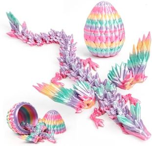 Flavery 3D Printed Dragon Egg, Rainbow Flying Dragon in Colorful Eggs, Fidget Toy for Birthday Gift, Flexible Desk Figure Decor (Rainbow)
