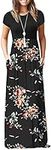 HAOMEILI Women's Casual Short/Long Sleeve Maxi Dress with Pockets Large Rose Black