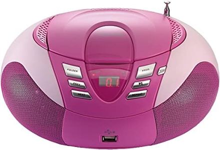 Lenco SCD-37 - CD Player for Children - CD Radio - Stereo System - Boombox - FM Radio Tuner - USB Connection - MP3-2 x 1.5 W RMS Power - Mains and Battery Operated - Pink