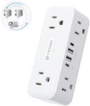 TROND 360° Rotating Outlet Extender Surge Protector, PD 20W USB C Adapter, 6 Outlets 4 USB Ports Multi Plug Outlet Splitter, Wall Power Extension Indoor, Bathroom Office School Dorm Travel Essentials