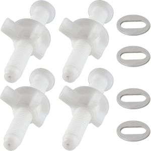 iFealClear 4 Pack Universal Toilet Seat Screws Replacement, Plastic Toilet Seat Hinge Bolt Screws with Plastic Nuts and Stainless Steel Washers Parts, White