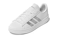 adidas Womens Grand Court Alpha Sneaker, White/Silver Metallic/White, 7 US