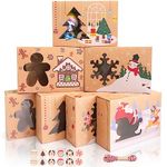 MAMUNU 12PCS Christmas Cookie Boxes with Clear Window, Auto-popup Treat Boxes Xmas Gift Boxes with Stickers, Bakery Boxes for Christmas Party Supplies Gift Giving, 22.5 x 15.5 x 7CM