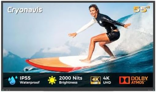 55 inch Outdoor TV 4K UHD Smart TV, 2000 Nits Weatherproof Television Outside, IP55 Waterproof WebOS&Voice Control Anti-glare screen & Dolby audio, Wi-Fi booster for Patio Deck Backyard Pool