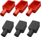 6pcs Flexible Battery Terminal Covers, Red & Black Battery Terminal Insulating Soft Rubber Protector Caps Positive and Negative Cable Stud Covers in for Cars Boat Motorcycle Electric Bikes Trucks