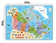 Canada and World Map for Kids (Wall Map, Desk Map, Map for Children). 2-sided Print. 2-Sided Lamination. 18x24 inches.