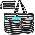 HUANLANG Beach Bags for Women Vacation Waterproof Beach Tote Bag Extra Large, Pool Bag with Zipper & Wet Pocket