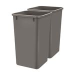 Rev-A-Shelf Polymer Replacement 27 Quart Trash Bin Recycle Waste Garbage Container for Kitchen Cabinet Pullouts, Orion Gray, 2 Pack, RV-1024-13-2