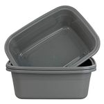 Sandmovie 18 Quart Plastic Grand Rectangle Dish Pan Tub Wash Up Bowl Basin, Grey, 3 Packs