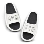 MTINDO Sliders for Men & Women | Stylish Comfortable & Lightweight Flip Flops Slippers (White, 7)