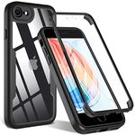 OWKEY iPhone SE 2020 Case, iPhone SE 2022/8/7 Case, 360° Full Body Heavy Duty Cover With Built-In Screen Protector, Shockproof Protective Phone Cover for iPhone SE/8/7 3rd 2nd Gen 4.7” (Black)