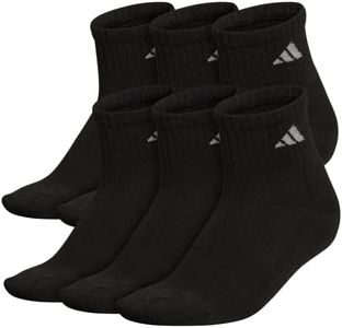 adidas Women's Athletic Cushioned Quarter Socks (6-Pair) with Arch Compression for a Secure fit, Black/Aluminum 2, Medium