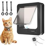 Dubcei Smart Cat Door, RFID Collar Activated Automatic Opening Cat Flap with 2 Collar Sensor Keys & 1 Remote Control, 4 Way Locking, Black, Plastic, Cat Owners, Cats, Neutral, PET_DOOR, Cat Door