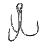 PATIKIL 1/0# Fishing Treble Hooks, 10Pcs 3X Strong Treble Fish Hook High Carbon Steel Fishing Hooks Round Bend Barbed for Freshwater Saltwater, Black