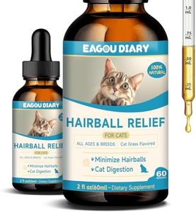 EagouDiary Hairball Treatment for Cats,Hairball Remedy Cats,Feline Constipation Relief,Digestive Support Supplements with Psyllium Husk, Fibers, Enzyme, Taurine, Vitamins (60ml/2floz.)