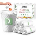 Teivio 3 Gallon 150 Counts Strong Trash Bags Garbage Bags, Bathroom Trash Can Bin Liners, Small Plastic Bags for Home Office Kitchen Kitchen, Clear