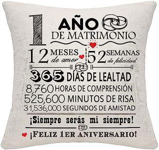 Regalo 1 Año de Matrimonio 1er Aniversario de Boda Funda de Cojín Recuerdo Decoración Regalo para Parejas Padres Mujeres Hombres Mamá Papá Esposo Esposa Abuela Abuelo Tío Amigos (1er Aniversario)