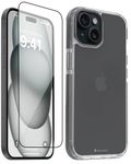 eller santé® 2in1 Value Combo Pack Vortex Series Silicone Back Cover + Tempered Glass Screen Guard for iPhone 14 (Grey)