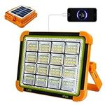 Security Work Light, 100W Portable Outdoor Camping Light with Rechargeable Solar Panel, Wireless Job Side LED Flood Lighting 16500 mAH for Emergency, Workshop, Car Repairing, Out On-Foot, Fishing