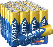 VARTA Batteries AA Pack of 24, Longlife Power, Alkaline, 1.5 V, for Toys, Radio Mice, Torches, Made in Germany