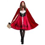 OwlFay Women Little Red Riding Hood Costume Princess Dress +Cape Cloak Halloween Outfits Cosplay Fancy Dress Up Carnival Christmas Birthday Party Costume Red A M