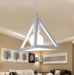 Minimalist Style Triangle Pendant Light E27 Base Modern Hanging Ceiling Lighting Metal Lamp Shades for Kitchen Island Restaurant Corridor Living Room (White)