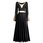 Praise Lyrical Dance Dress, Women Adult Prom Ballroom Dance Dresses Modern Smooth Waltz Tango Party Latin Swing Competition Dancewear Skirt Lady Christian Festivals Dancing Costumes Black + Gold XS