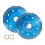 SWIGRANCE 2Pcs Diamond Saw Blade 4-1/2" Diamond X Mesh Turbo Rim, 7/8"-5/8" Arbor, Super Thin Tile Diamond Cutting Disc for Smooth Cutting Ceramic Granite Marble Porcelain