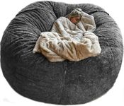 Giant Sherpa Bean Bag Chair Cover, Ultra Soft Bean Bag Bed (No Filler, Cover only), Large Round Soft Fluffy Bean Bag for Adults, Machine Washable Big Size Bean Bag Cover