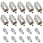 10 Pack UHF PL259 Solder Connector Plug with Reducer for RG8x, RG8, RG59, LMR-400, RG-213 Coaxial Coax Cable，Teflon Material 50ohm Low Loss RFAdapter Compatiable with Ham Radio Antenna