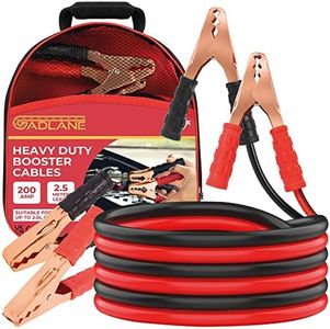GADLANE 2.5m Car Jump Leads - 200Amp Jump Leads for Car Heavy Duty Battery Booster Jumper Cables Colour Coded Clamps For Petrol Diesel Car Van Truck - 2.5 Metres (200A)
