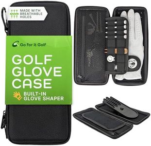 Go For It Golf Glove Case with Glove Shaper for a Wrinkle Free Glove - Golf Case with Magnetic Glove Holder - Organizer for Golf Divot Tool and Golf Accessories for Men & Women - Key Holder (Black)