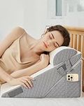 YIHATA Bed Wedge Pillow, 12-in-1 Memory Foam Sleeping Support Pillow with Headrest Adjustable Incline Cushion for Acid Reflux, Gerds, Back Pain, Snoring, Leg Elevation with Washable Cover