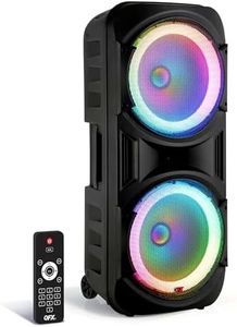 QFX PBX-2012 Dual 12" Bluetooth Portable Rechargeable Karaoke PA Loud Party Speaker with LED Circle Lights