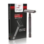 Pearl Shaving Double Edge Safety Razor (Graphite Black) - Best Shaving Razors for Men | Classic & Traditional shaving Kit for Men | Premium blade razors for Gift Option