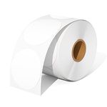 MUNBYN 2" x 2" White Circle Thermal Sticker Labels for Thermal Printer, 750 Labels/Roll, Self-Adhesive Round Direct Thermal Labels, Multi-Purpose Roll Thermal Stickers for Business