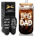 Dog Dad Gifts, Gifts for Dog Lovers, Dog Lover Gifts, Best Dog Dad Gifts, 18OZ Dog Dad Glass Cup and Socks Gifts for Men, Dog Lover Gifts for Men, Dog Dad Socks, Dog Dad Coffee Mug, Gifts for Men