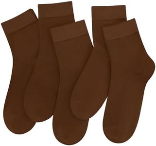 SERISIMPLE Women Thin Viscose Bamboo Socks Crew Lightweight Above Ankle Casual Dress Sock For Ladies Bootie Trouser 5 Pairs (Medium, Brown)