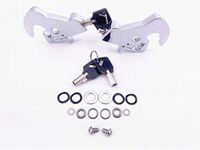 Locking Detachable Latch Kit Rotary Docking Latch Cam Lock Kit with Screw Caps for Harley Davidson HD Dyna Softail Sportster Touring Sissy Bar Luggage Rack (Silver, 2 latches & Both with Keys)