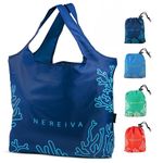 Nereiva 4 | 5 Pack Reusable Grocery Bag - Premium Material, Lightweight, Large 55 Pound Capacity, Easy to Fold, Machine Wash, Varied, Large