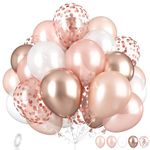 Rose Gold Balloons Set, Pearl Champagne Gold Rose Gold and White Birthday Balloons, Metallic Rose Gold Confetti Balloons for Girls Women Birthday Party Wedding Bridal Shower Decorations