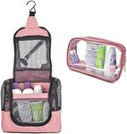 The Fine Living Co. USA Portable Hanging Shower Caddy Organizer with 1 Free Toiletries Case, Quick Dry Mesh Shower Caddy Tote Bag Included 1 Metal Hook, Perfect for Dorm, Camp, Travel, Gym, Pink