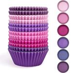 Gcardist Standard300-Count Cupcake Liners Cupcake Cups Food Grade 6 Solid Pink Purple Colors Cupcake Papers Baking Cups Cupcake Wrappers (Standard Size)